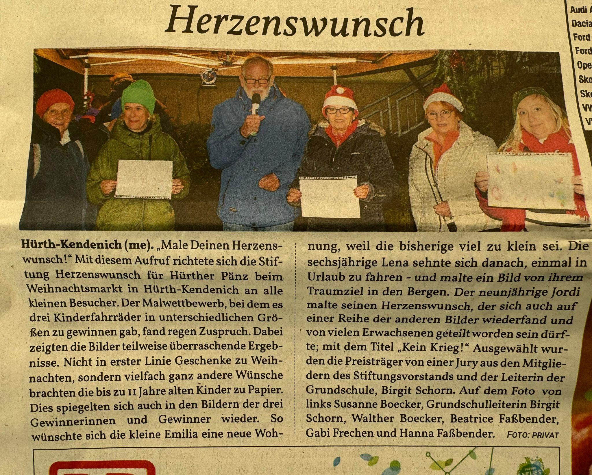 Zeitungsartikel über den Malwettbewerb
